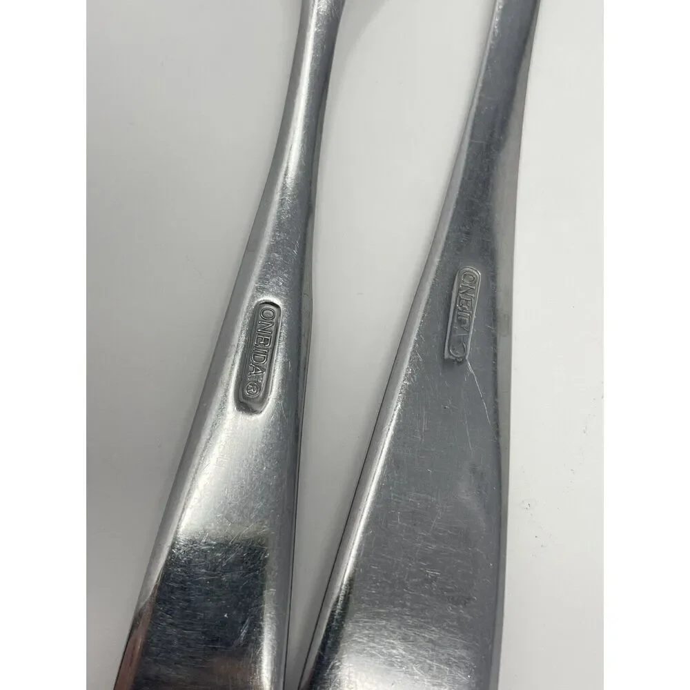 Oneida Grayson Glossy Stainless Serving Fork 9” And Salad Fork 7”